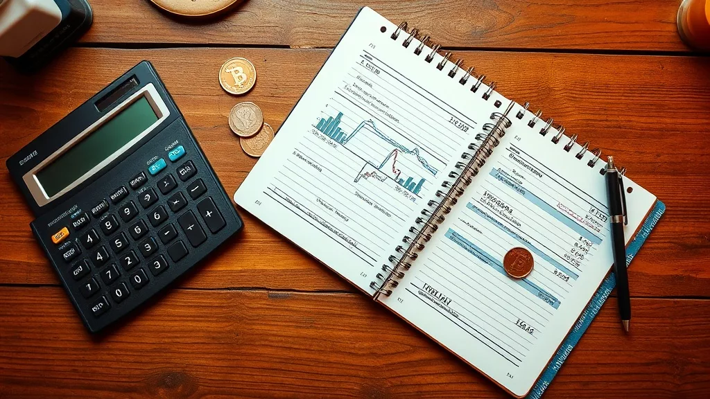 Финансовые расчёты продавца: калькулятор, блокнот и монеты на столе