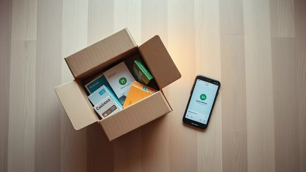 Товары продавца рядом со смартфоном с уведомлением о блокировке счёта
