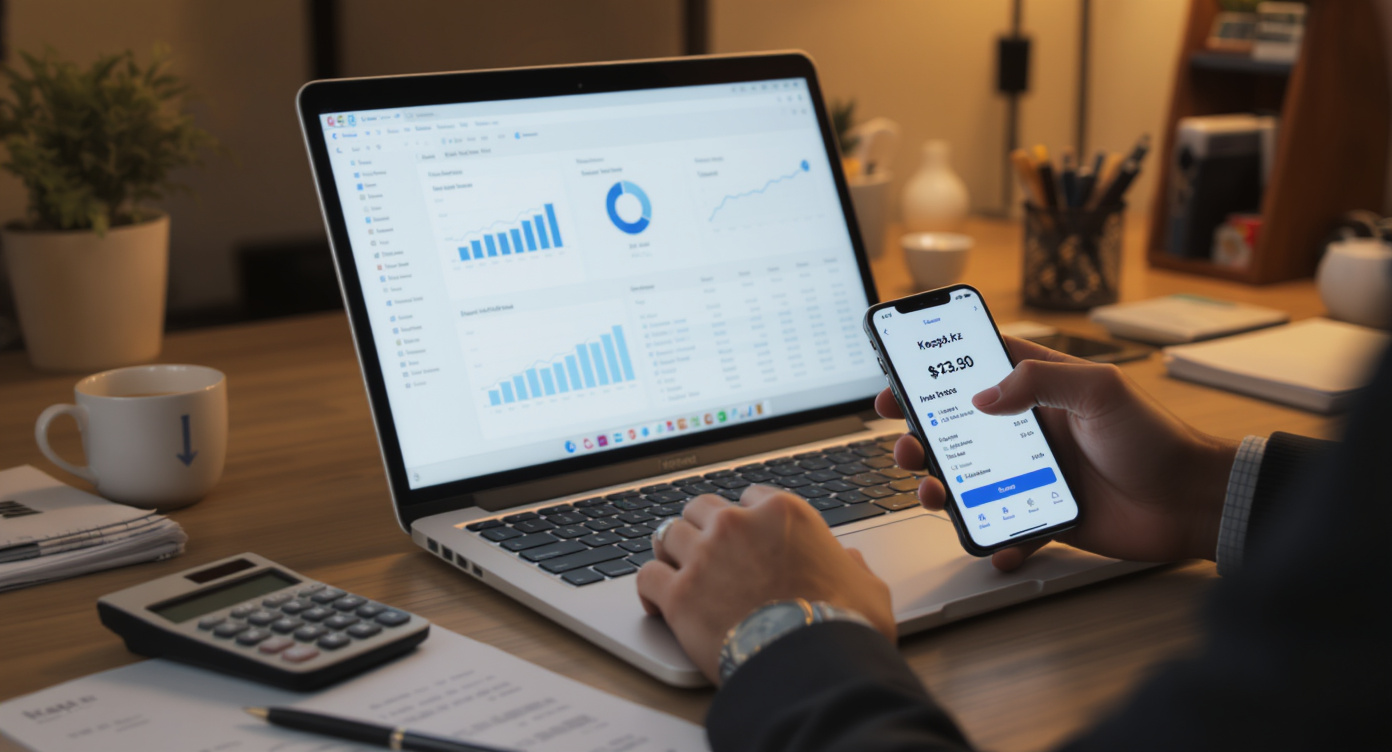 Продавец анализирует цены на товары и расчёты себестоимости через Kaspi.kz