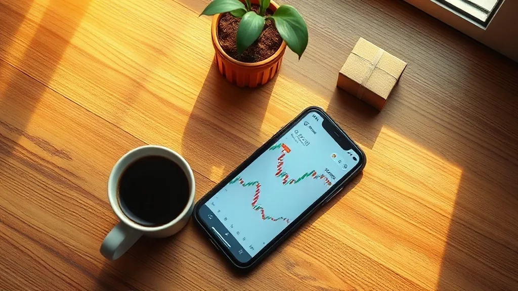Продавец на Ozon следит за котировками акций Озон на смартфоне
