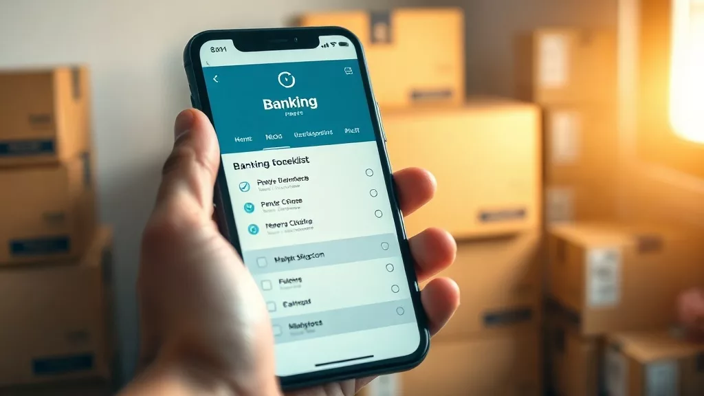 Смартфон с чеклистом банковского приложения Ozon — шаги для продавца