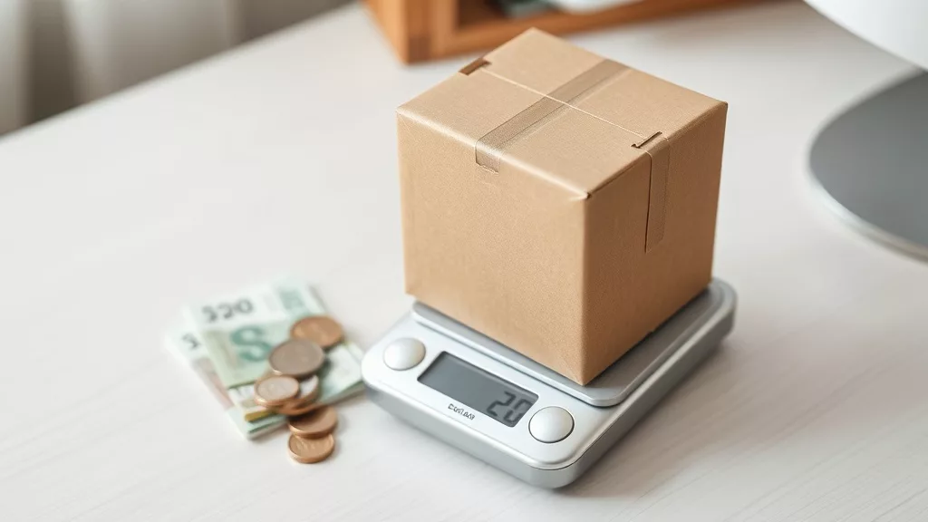 Коробка на весах и деньги — комиссия и расходы продавца Kaspi