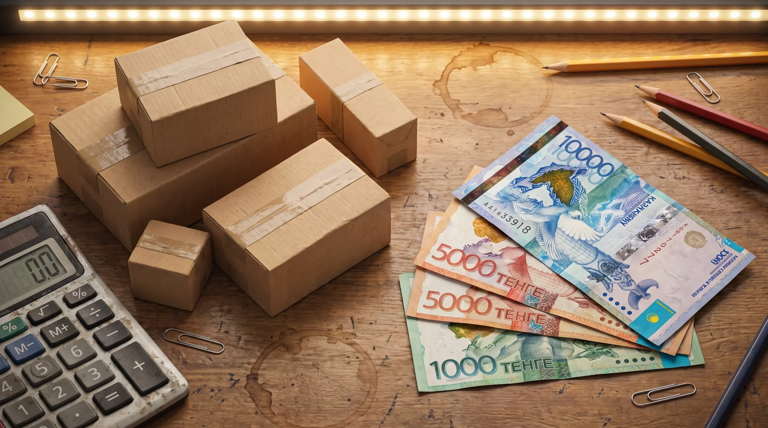 Коробки для доставки и калькулятор показывают влияние НДС 16% на цены продавца