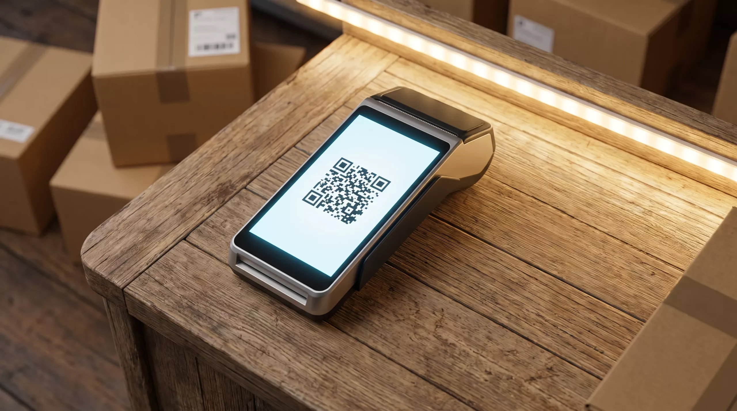 Терминал с QR-кодом на кассе казахстанского магазина после запуска единого QR Казахстан
